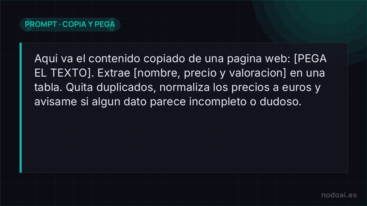 Prompt para extraer datos de una web con IA