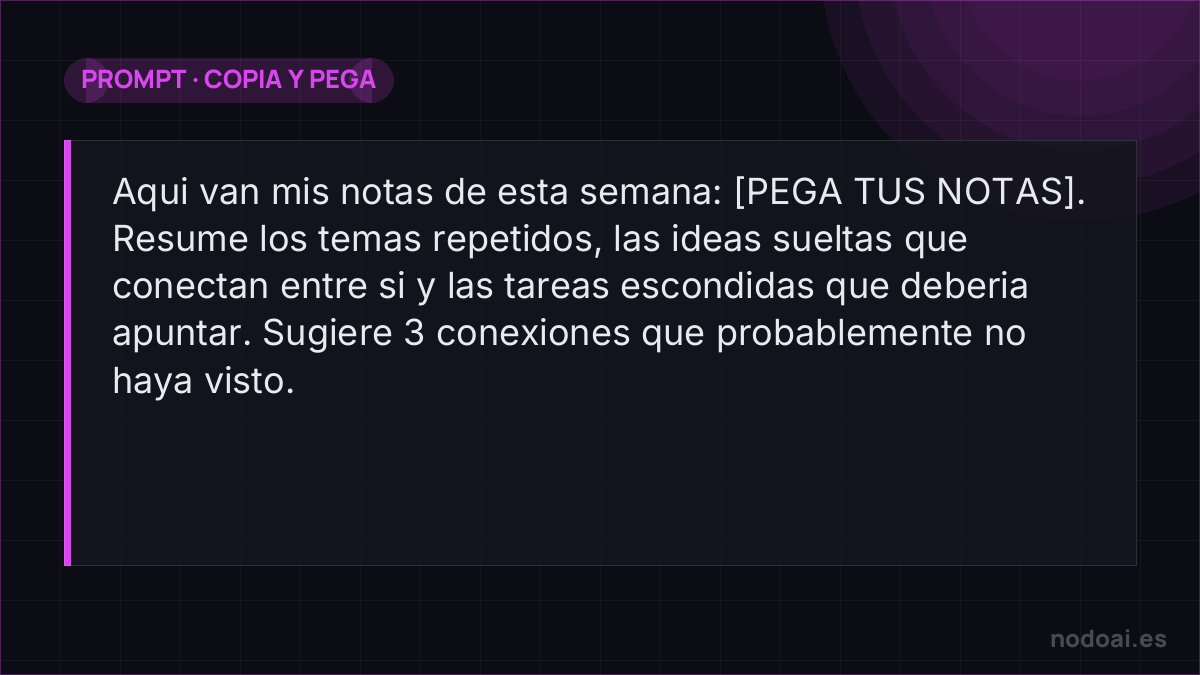 Prompt para el repaso semanal de tu segundo cerebro con IA