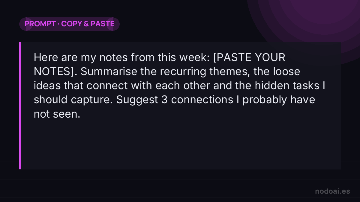 Prompt for the weekly review of your AI second brain