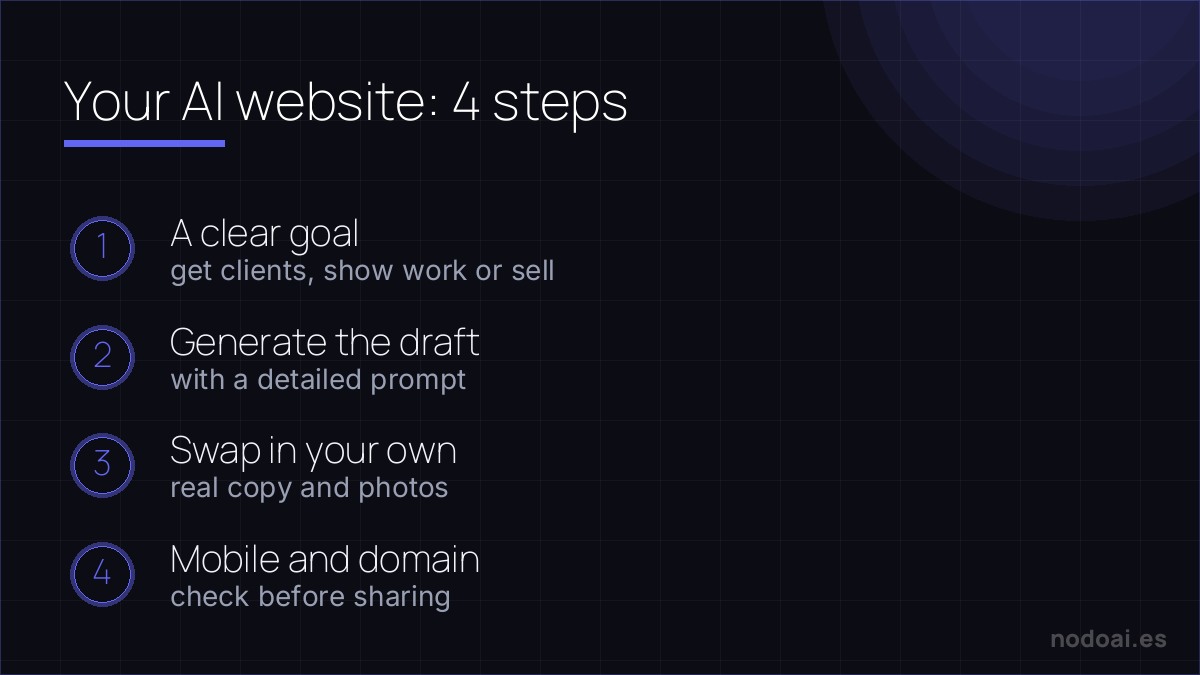 The 4 steps to create a website with AI