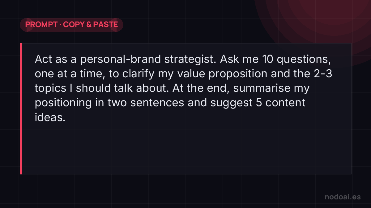 Prompt to define your personal brand with AI