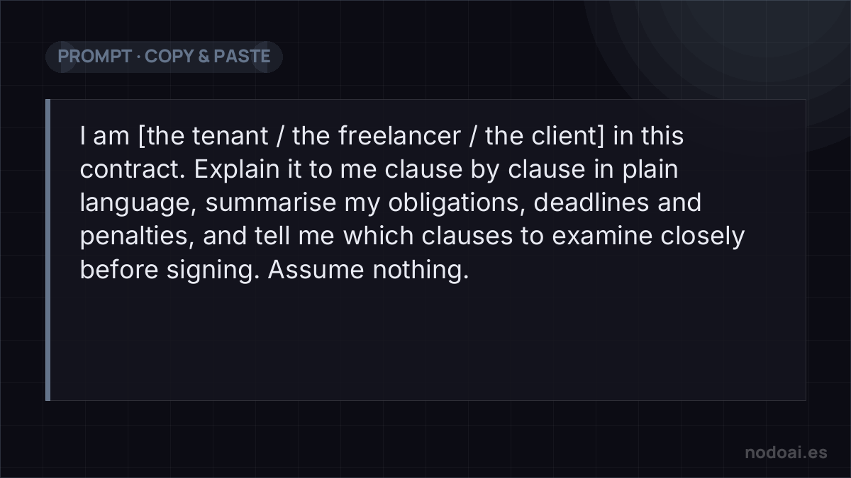 Prompt to understand a contract with AI (not legal advice)