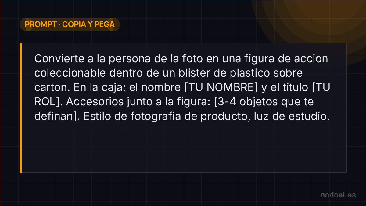 Prompt listo para copiar: crear tu figura de acción con IA