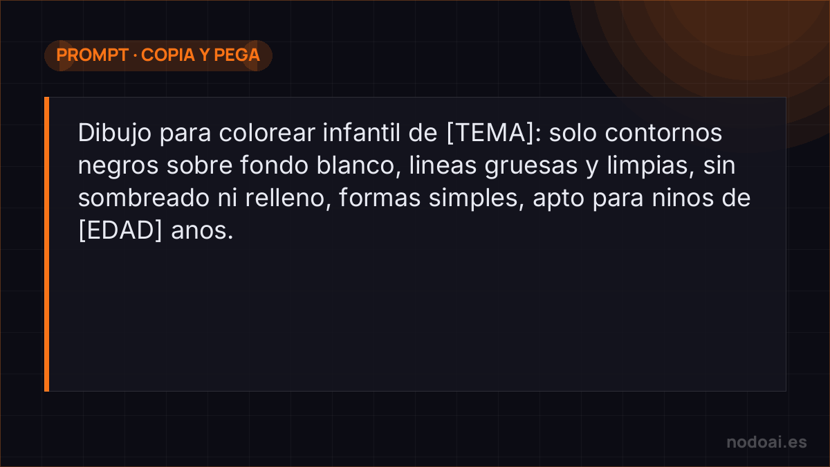 Prompt listo para copiar: dibujos para colorear con IA