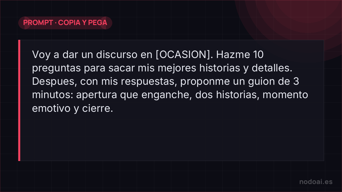 Prompt para escribir un discurso con IA que suene a ti