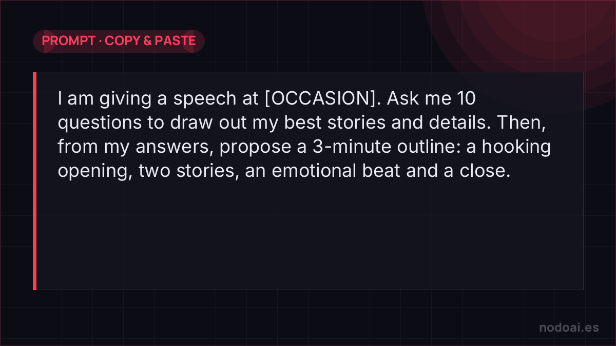Prompt to write a speech with AI that sounds like you